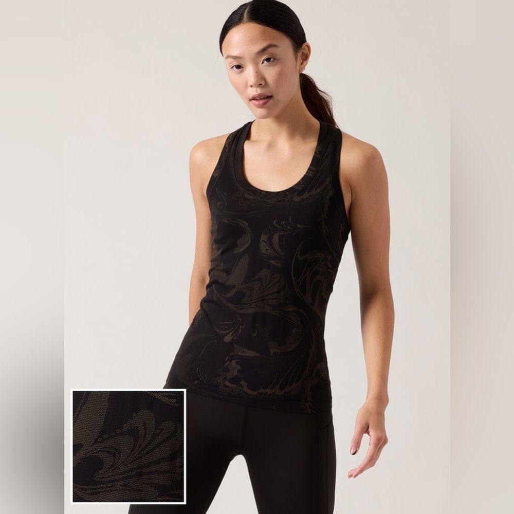 Athleta Momentum Tank Top Seamless Black Paisley Racerback Size Small